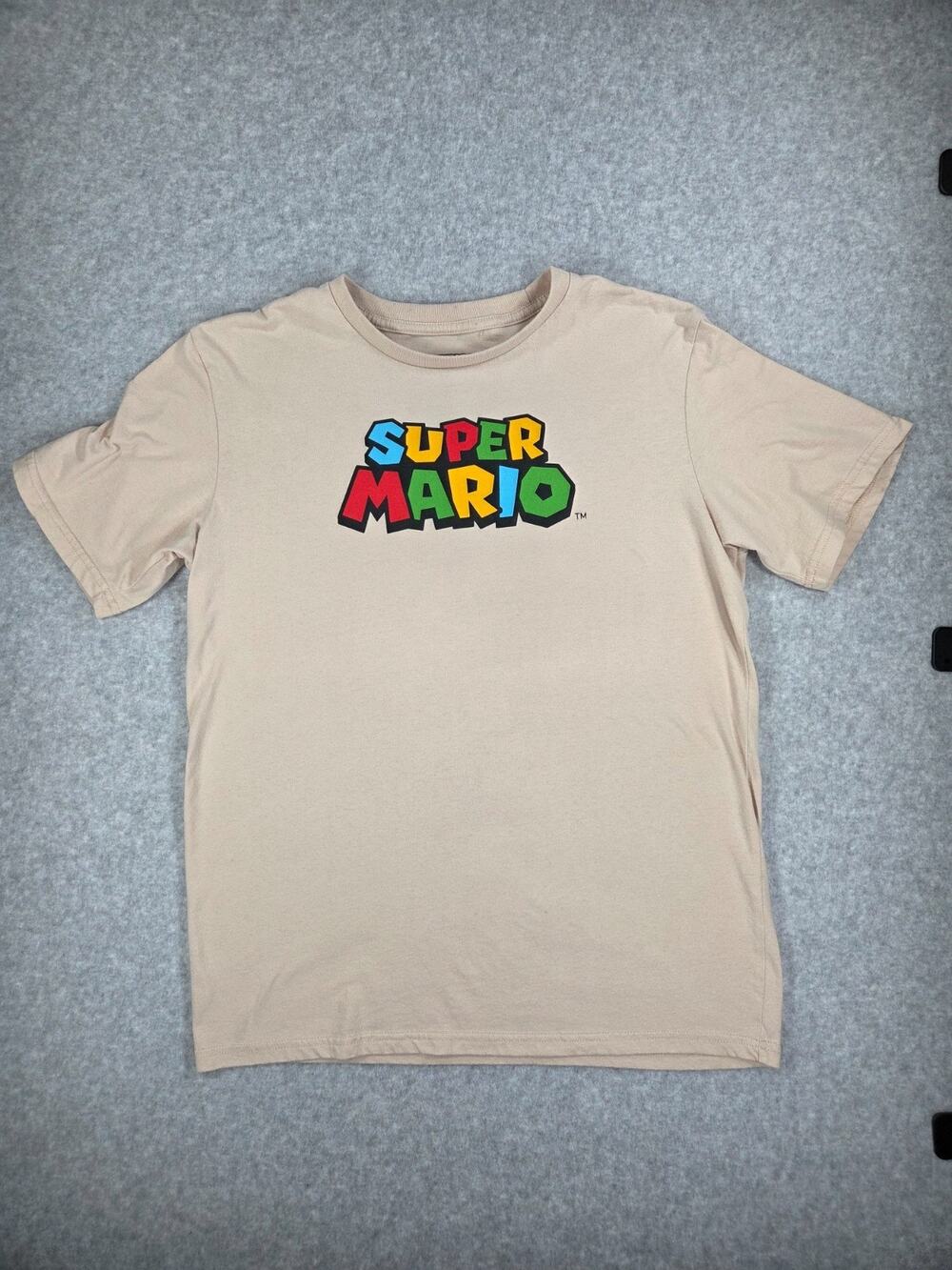 Nintendo Super Mario Kart Graphic Tee Shirt Small S Tan Beige Mad Engine Yoshi